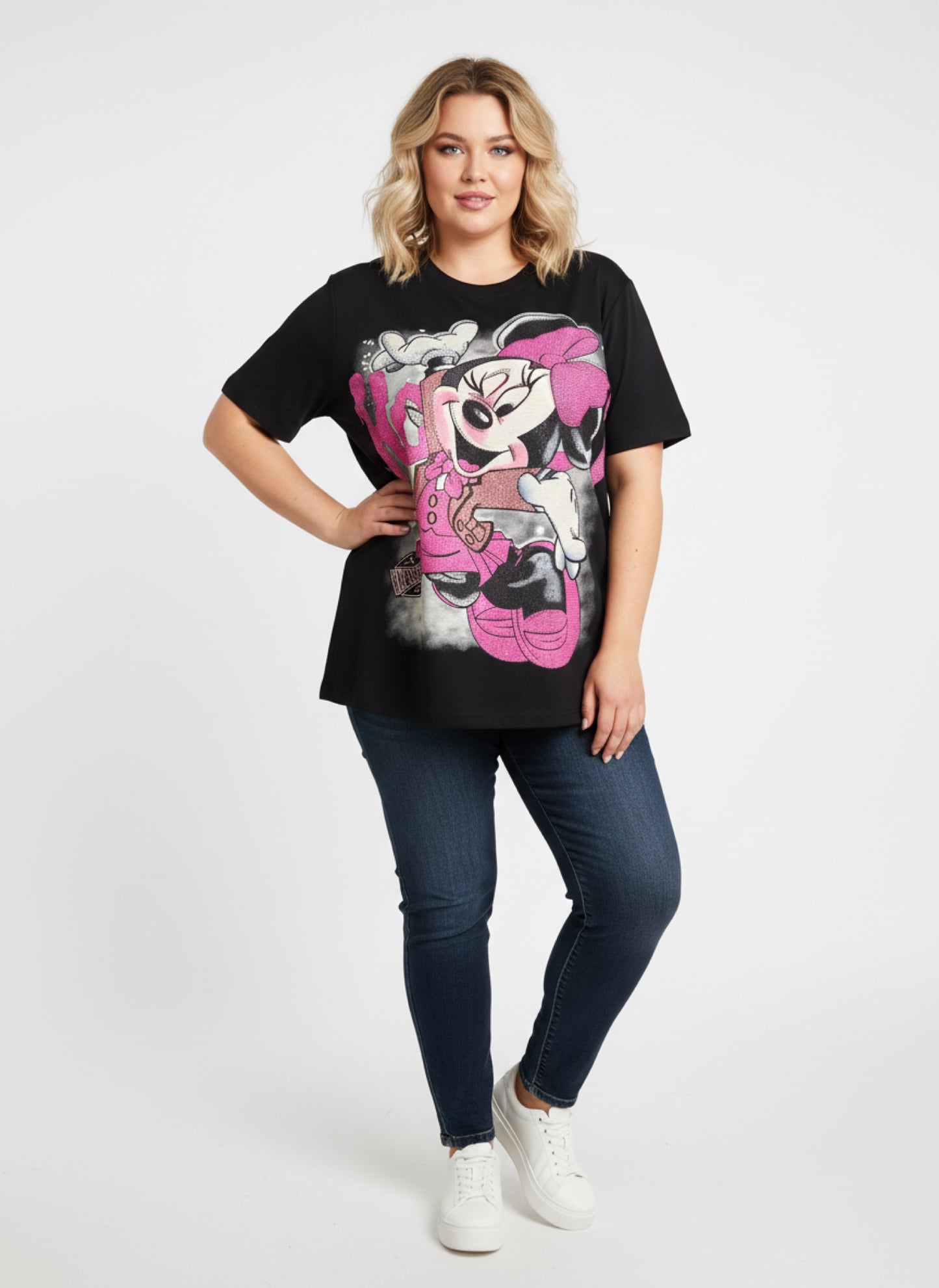 Melo083-oversized t-shirt with rhinestones