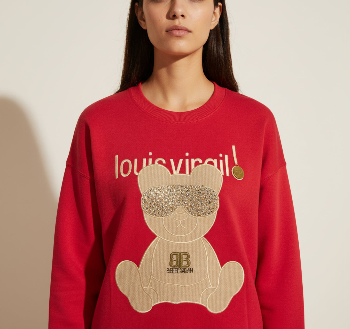 6778C-Crew neck sweater with bear print