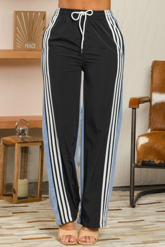Sports pants with denim