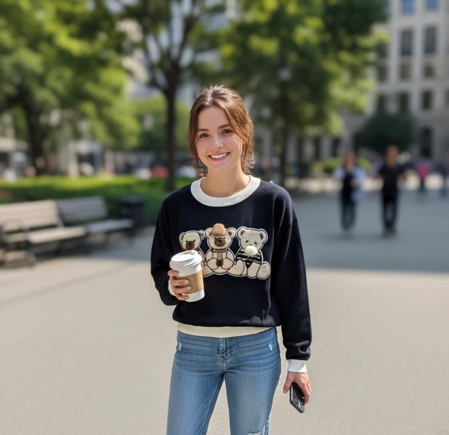 Joselyn09 - Round neck sweater made of yarn fabric