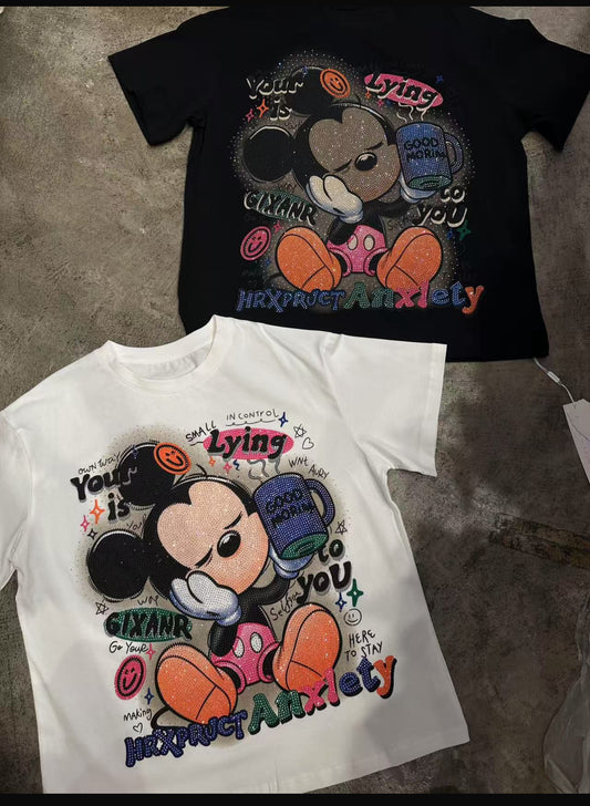 S0089-One-size t-shirt with rhinestones