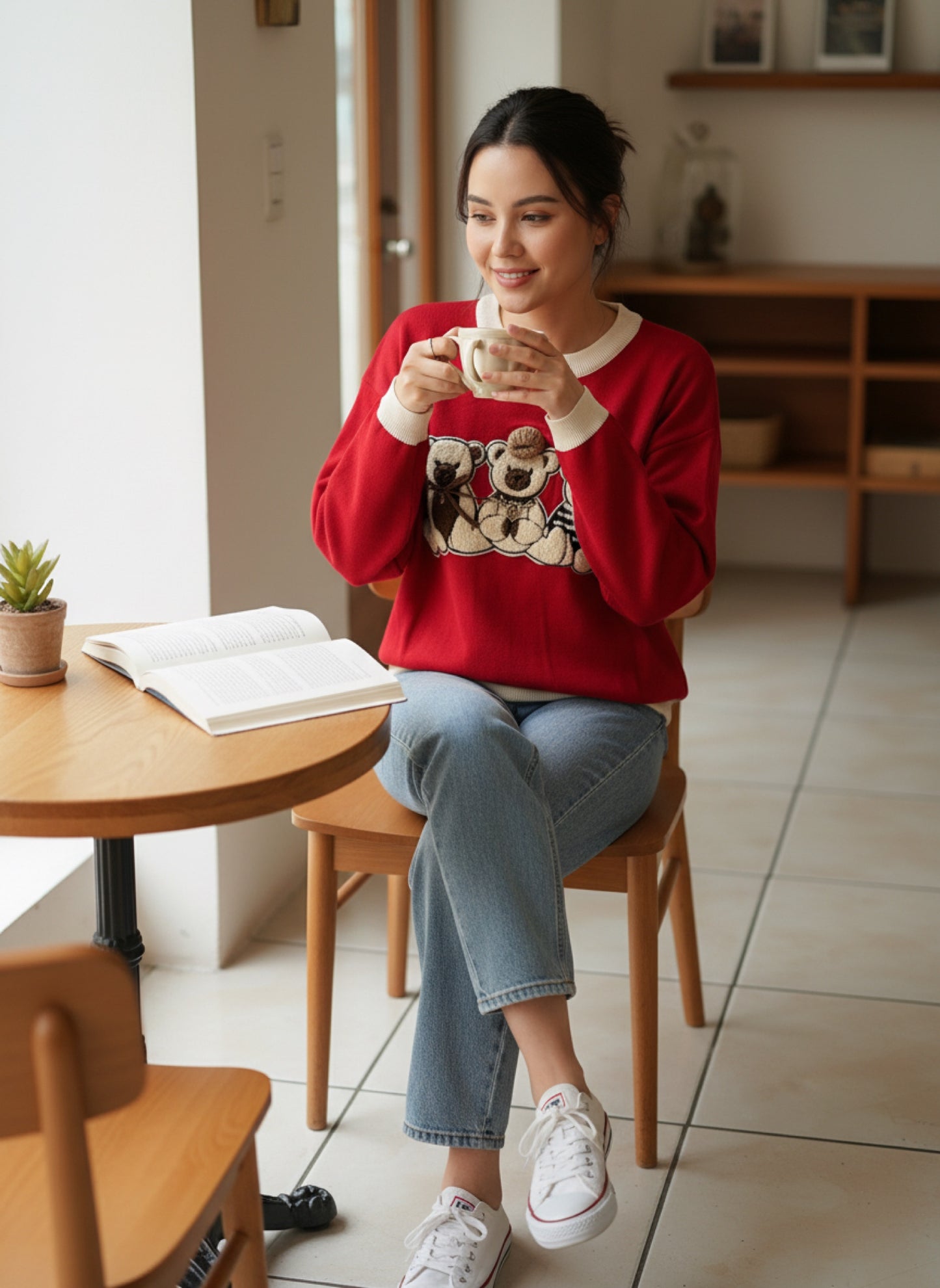 Joselyn09 - Round neck sweater made of yarn fabric