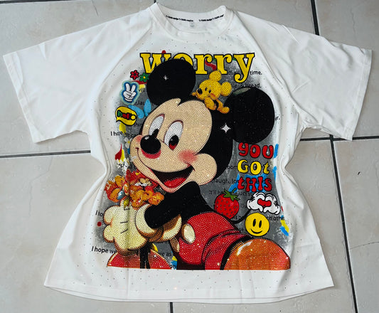 T0096-Beautiful oversized T-shirt with rhinestones