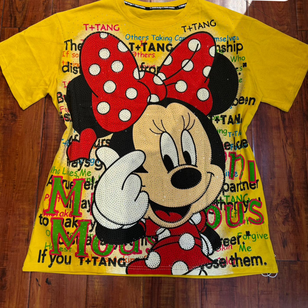 C8004-Oversized T-shirt with rhinestones