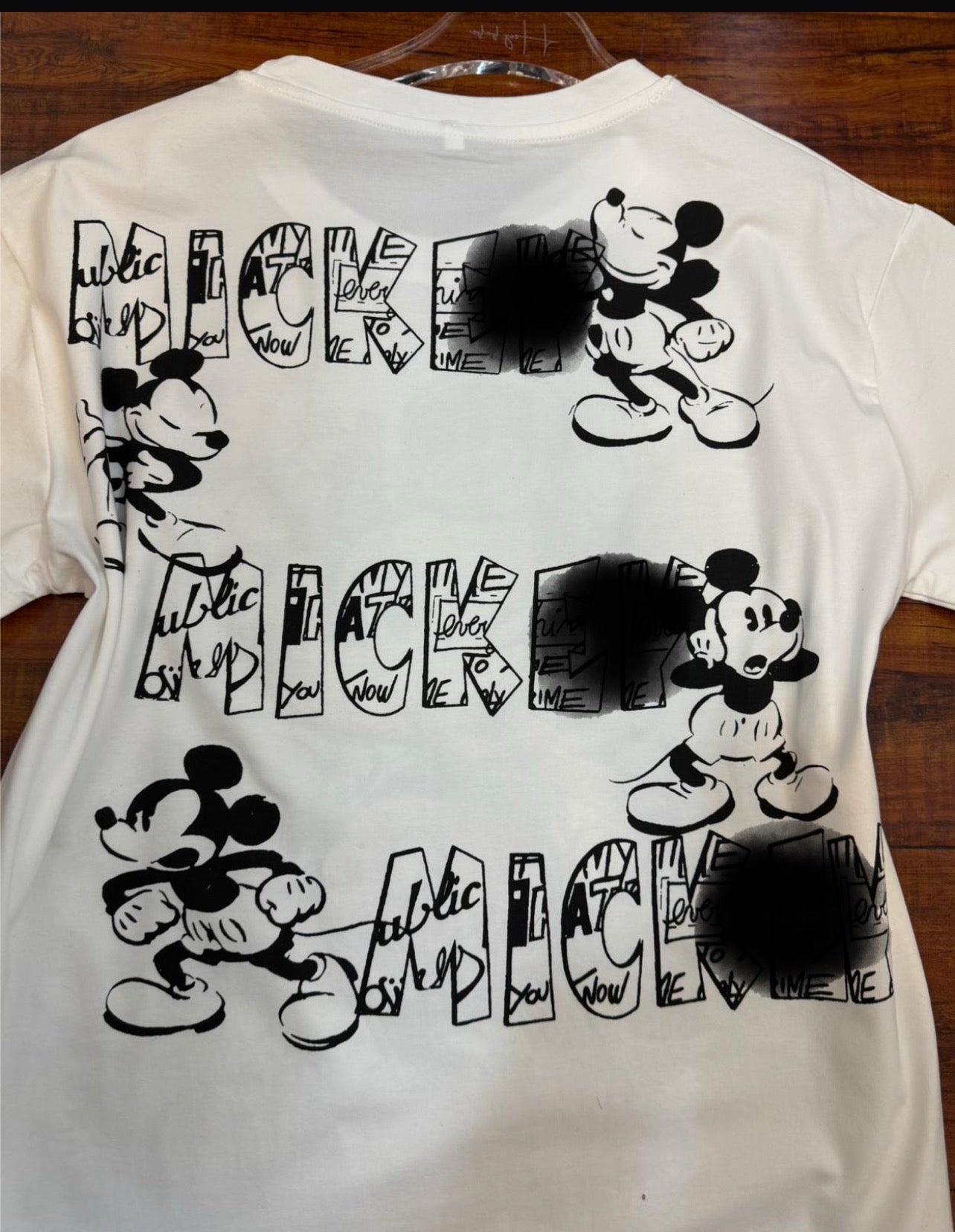 R0015-T-shirts with mouse print and rhinestones