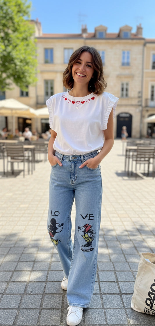 Carol008-High-waisted trousers with print