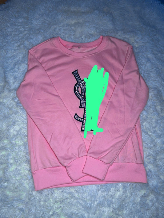 Sweater with pink rhinestones
