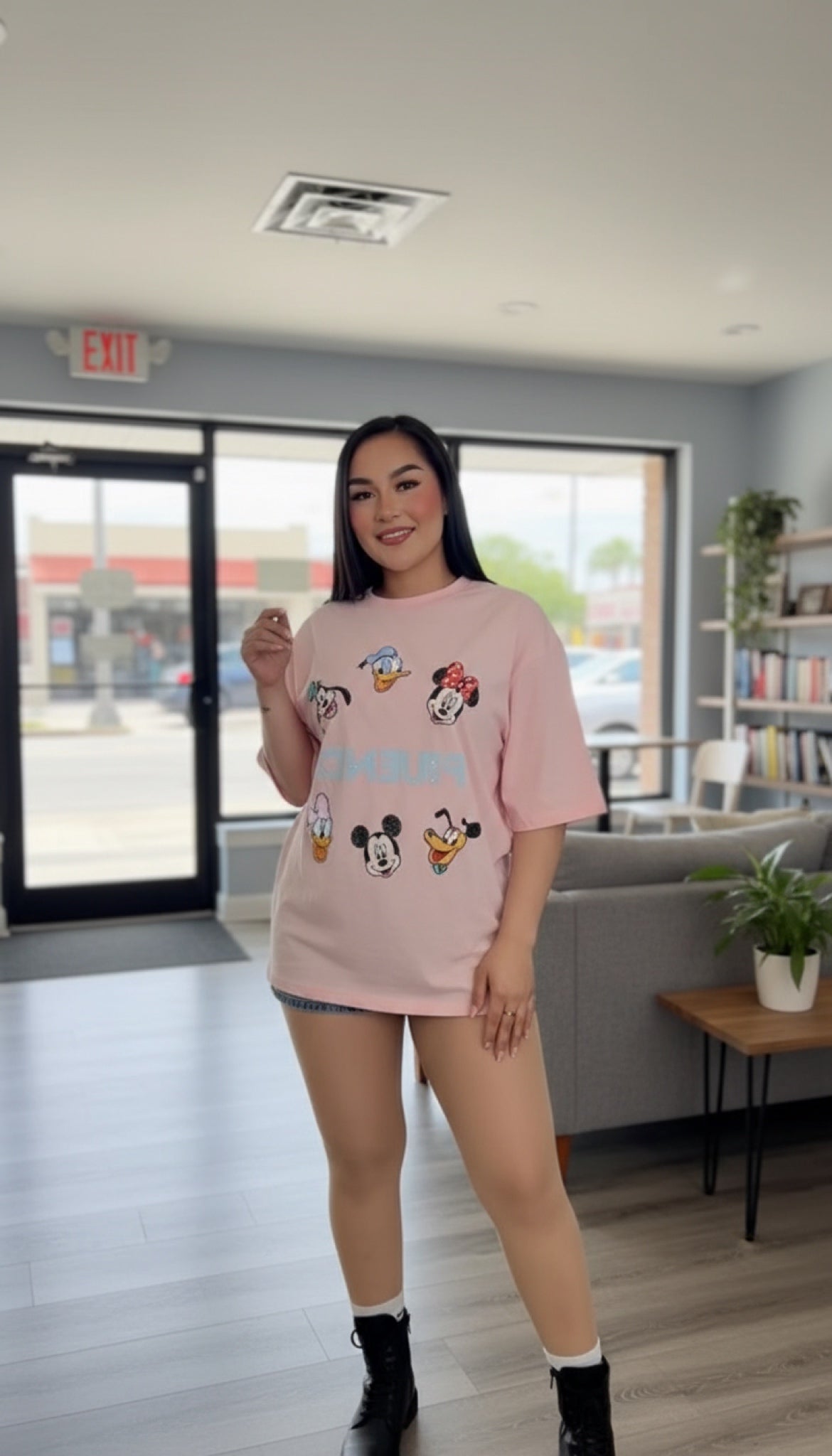 Camila003-Oversized crew neck t-shirt with print