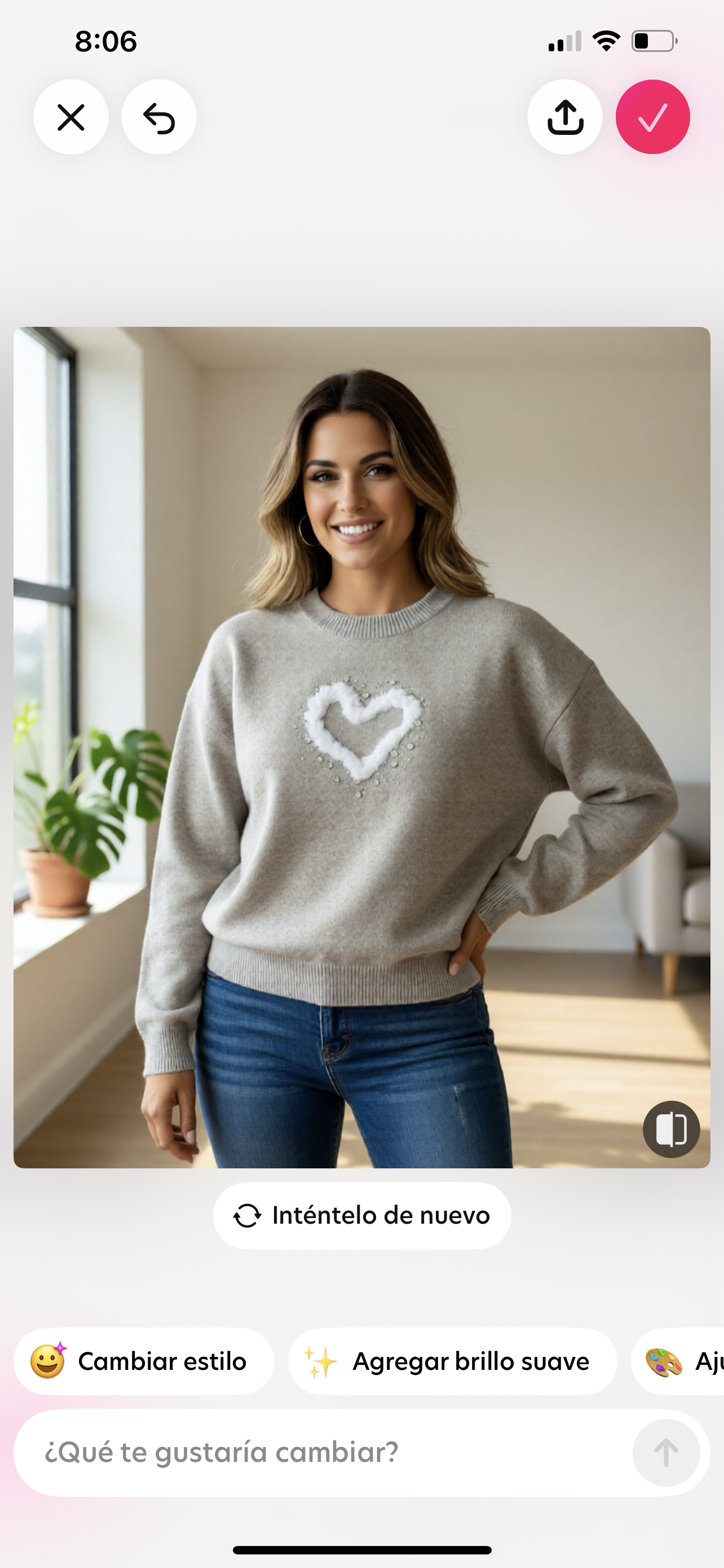 4556-SWEATER WITH HEART DESIGN AND RHINESTONES