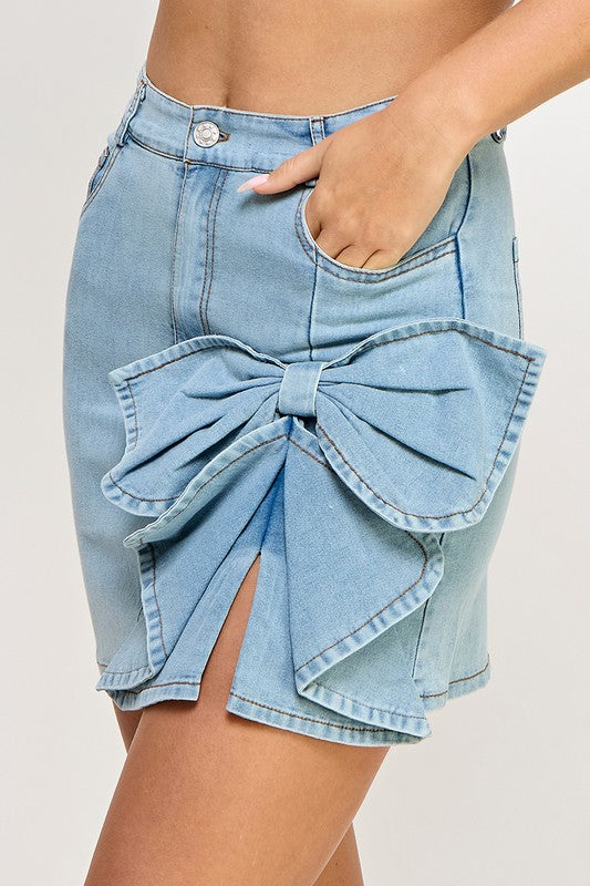 SKIRT WITH BOW🦋LIGHT BLUE