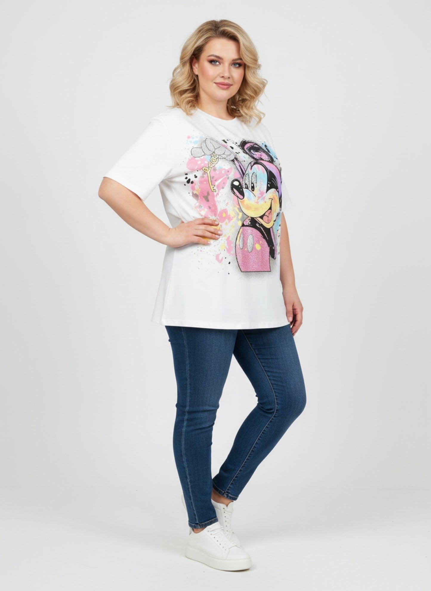 Luci735A-oversized t-shirt with rhinestones