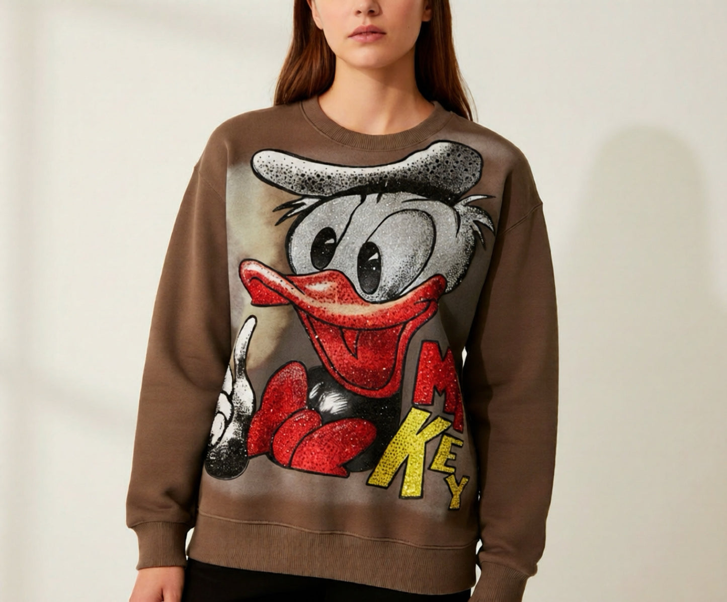 NICOLLE09 - ROUND NECK SWEATER WITH EMBELLISHMENTS AND SOFT LINING