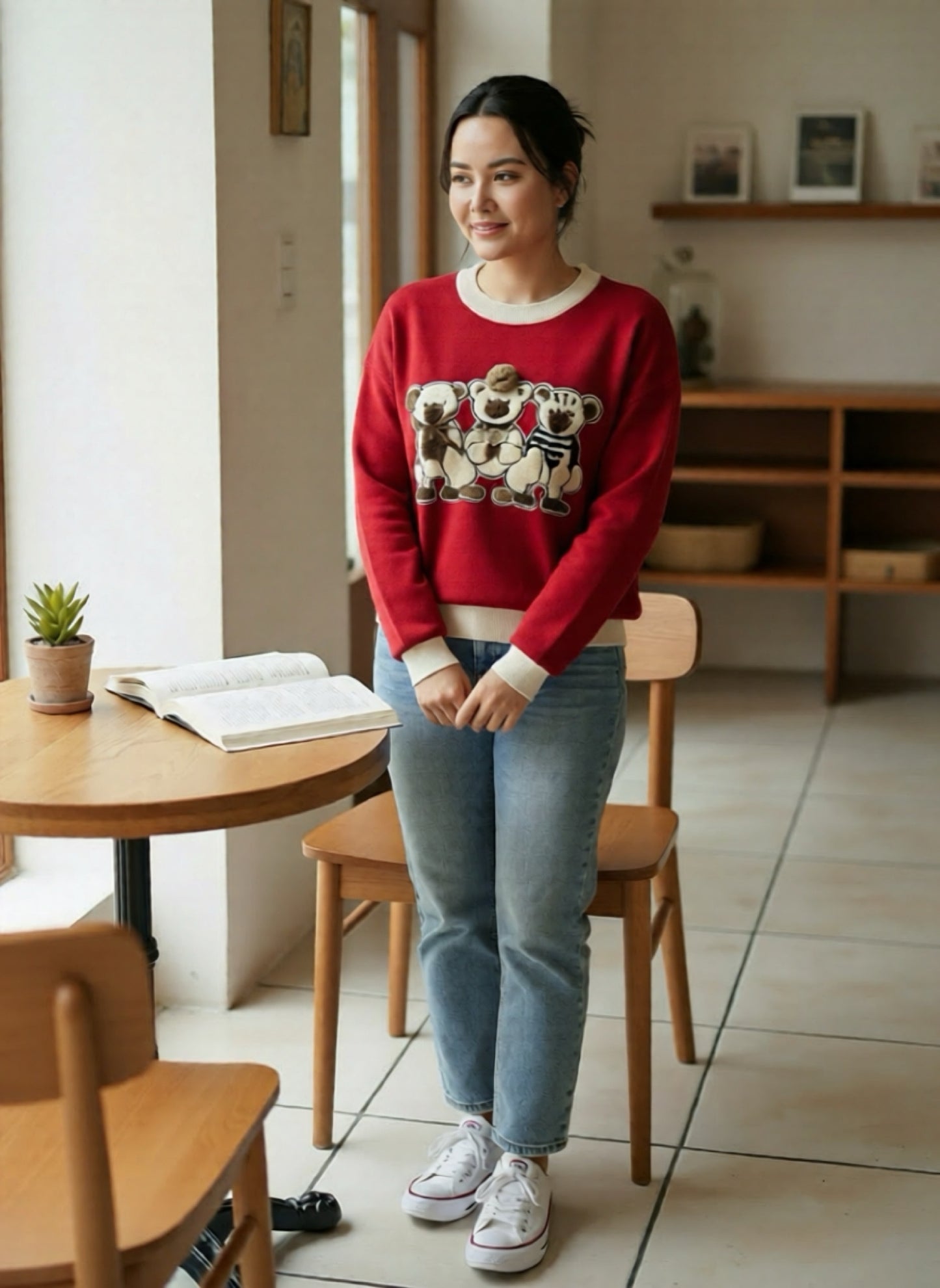 Joselyn09 - Round neck sweater made of yarn fabric