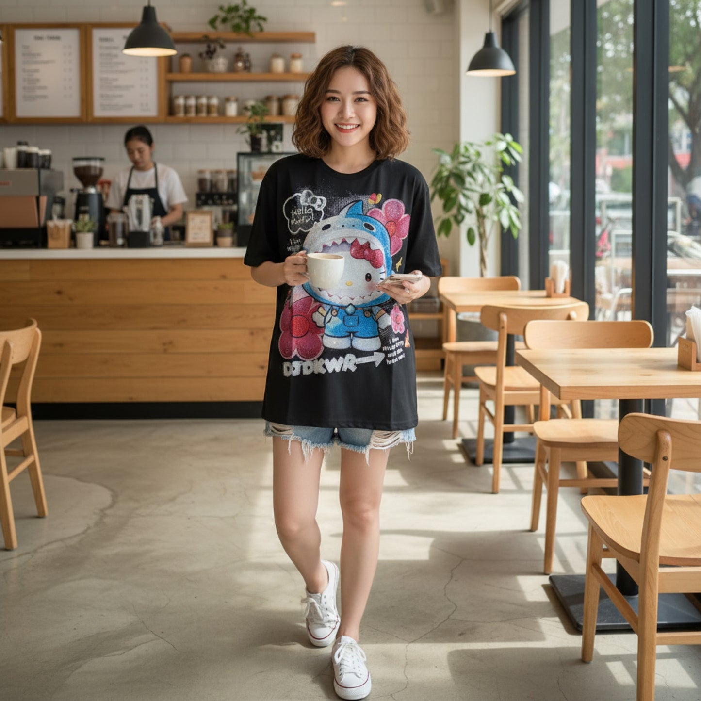 S0012-Beautiful basic t-shirt with rhinestones
