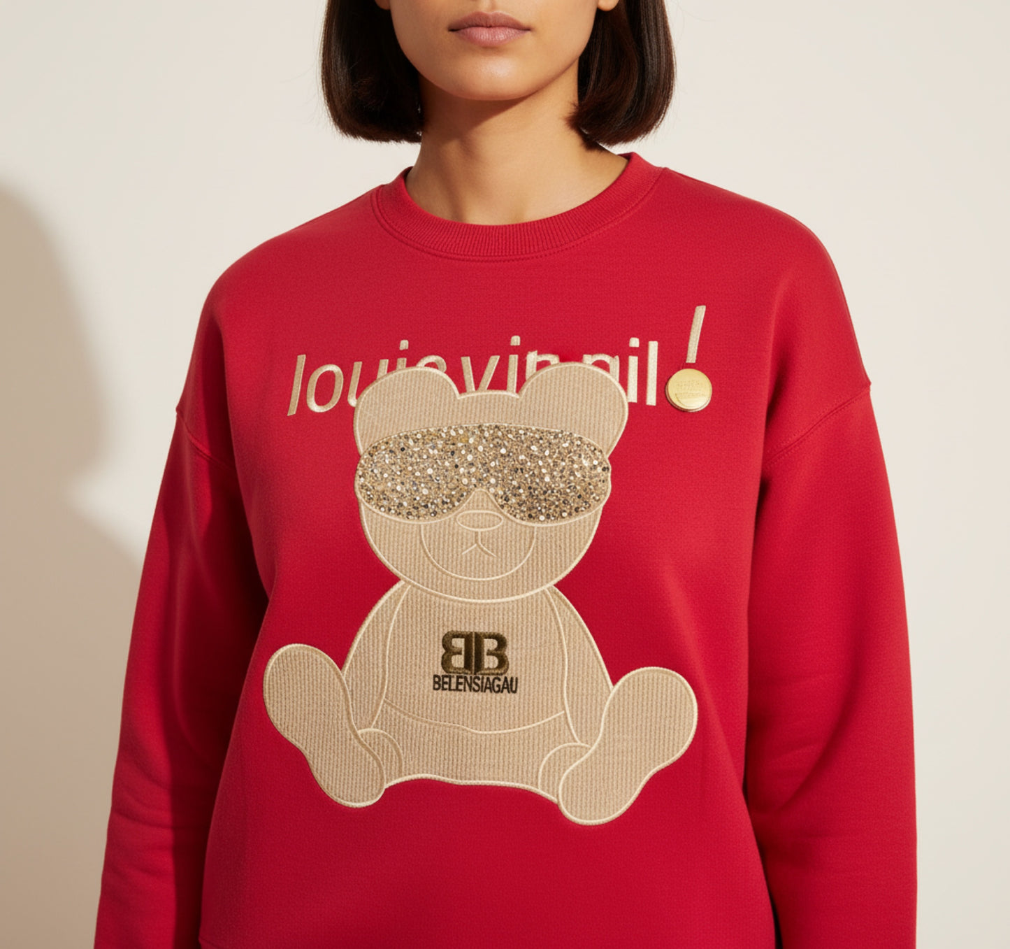 6778C-Crew neck sweater with bear print