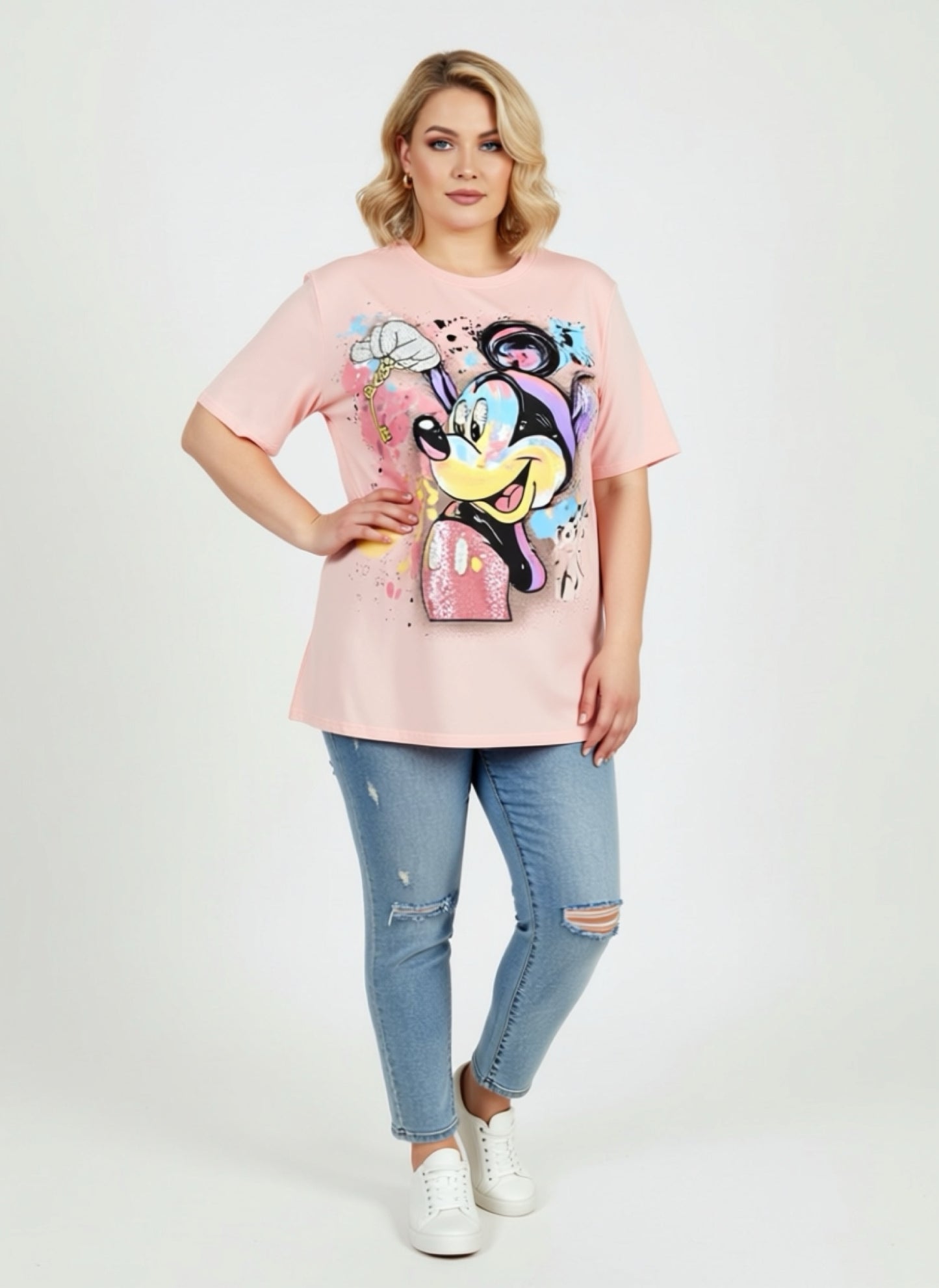 Luci735A-oversized t-shirt with rhinestones