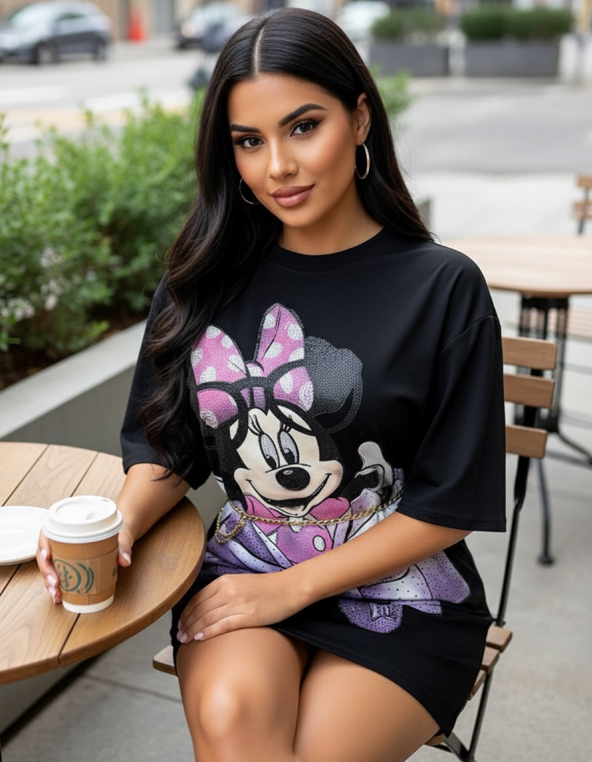 Camila00W-Oversize T-shirt with rhinestones