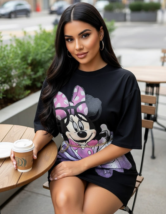 Camila00W-Oversize T-shirt with rhinestones