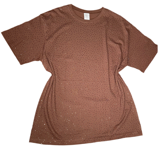 ADRIANA Oversize shirt with full rhinestones
