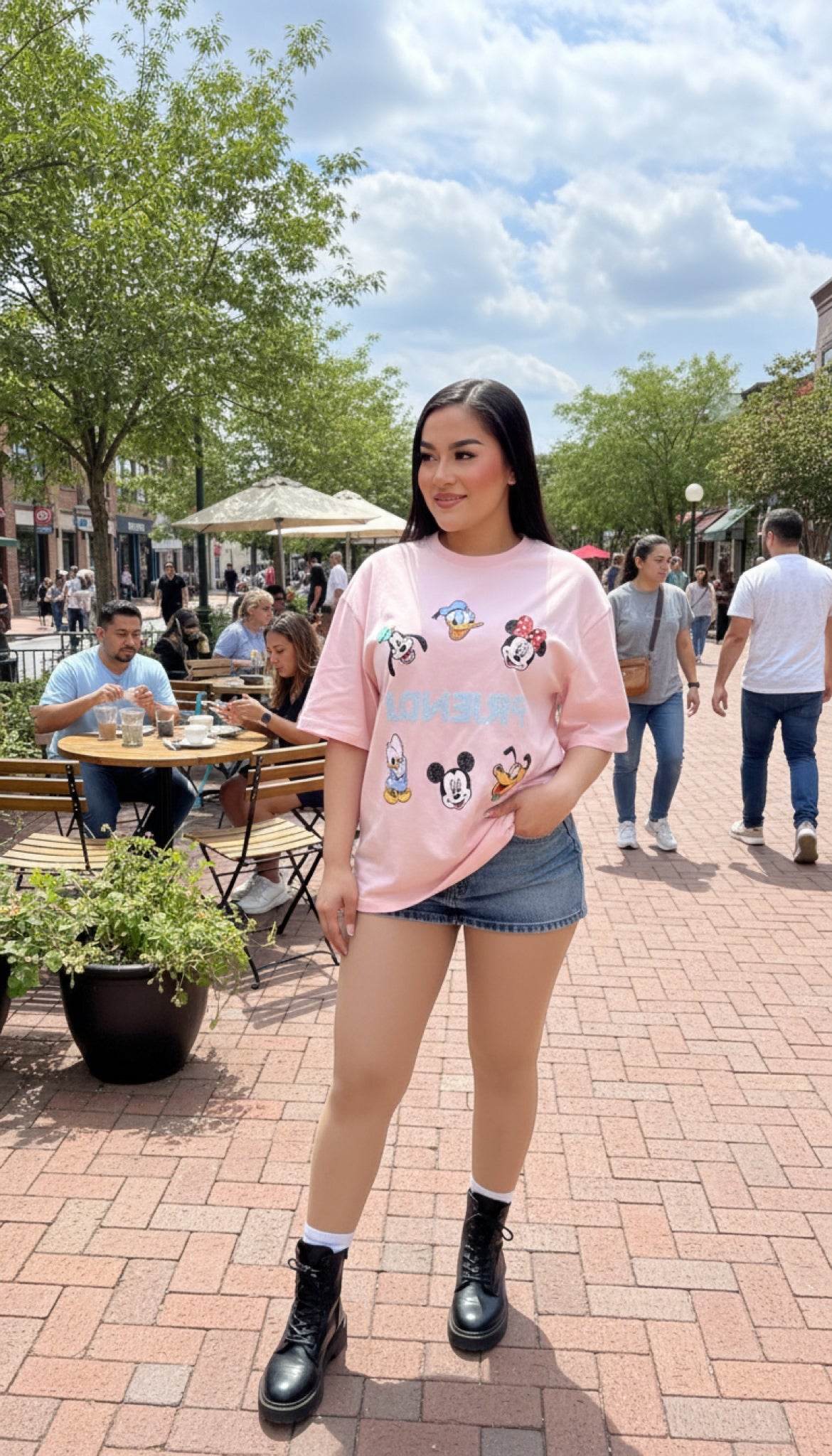 Camila003-Oversized crew neck t-shirt with print