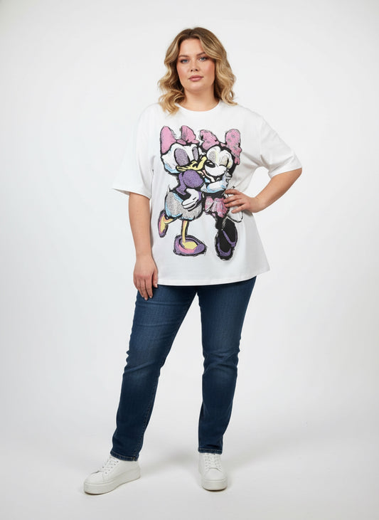 Daisy003-oversized t-shirt with rhinestones