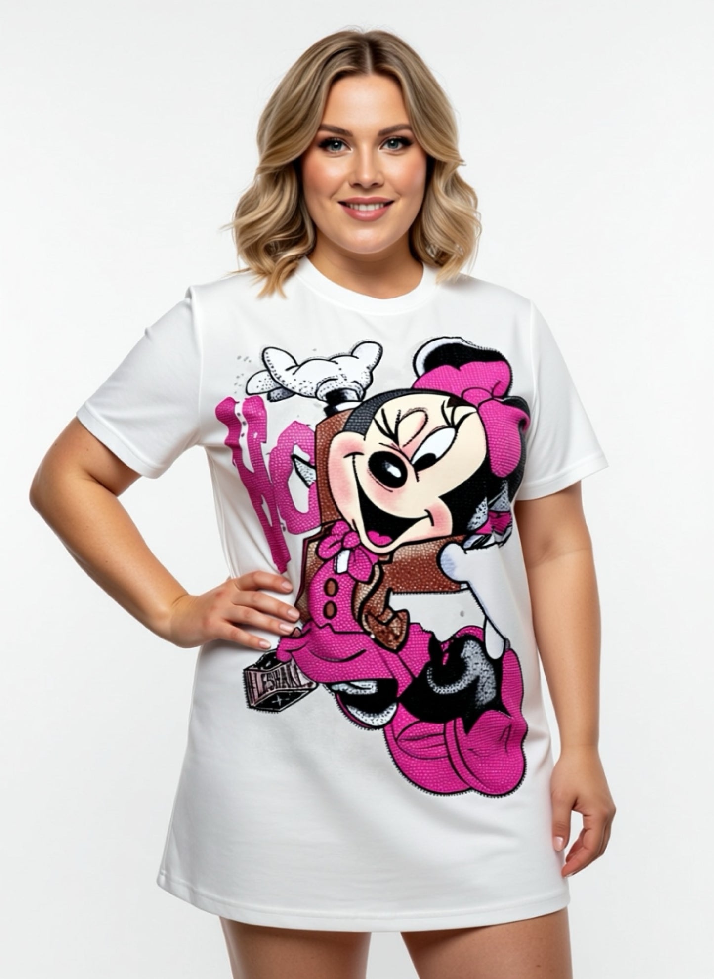 Melo083-oversized t-shirt with rhinestones