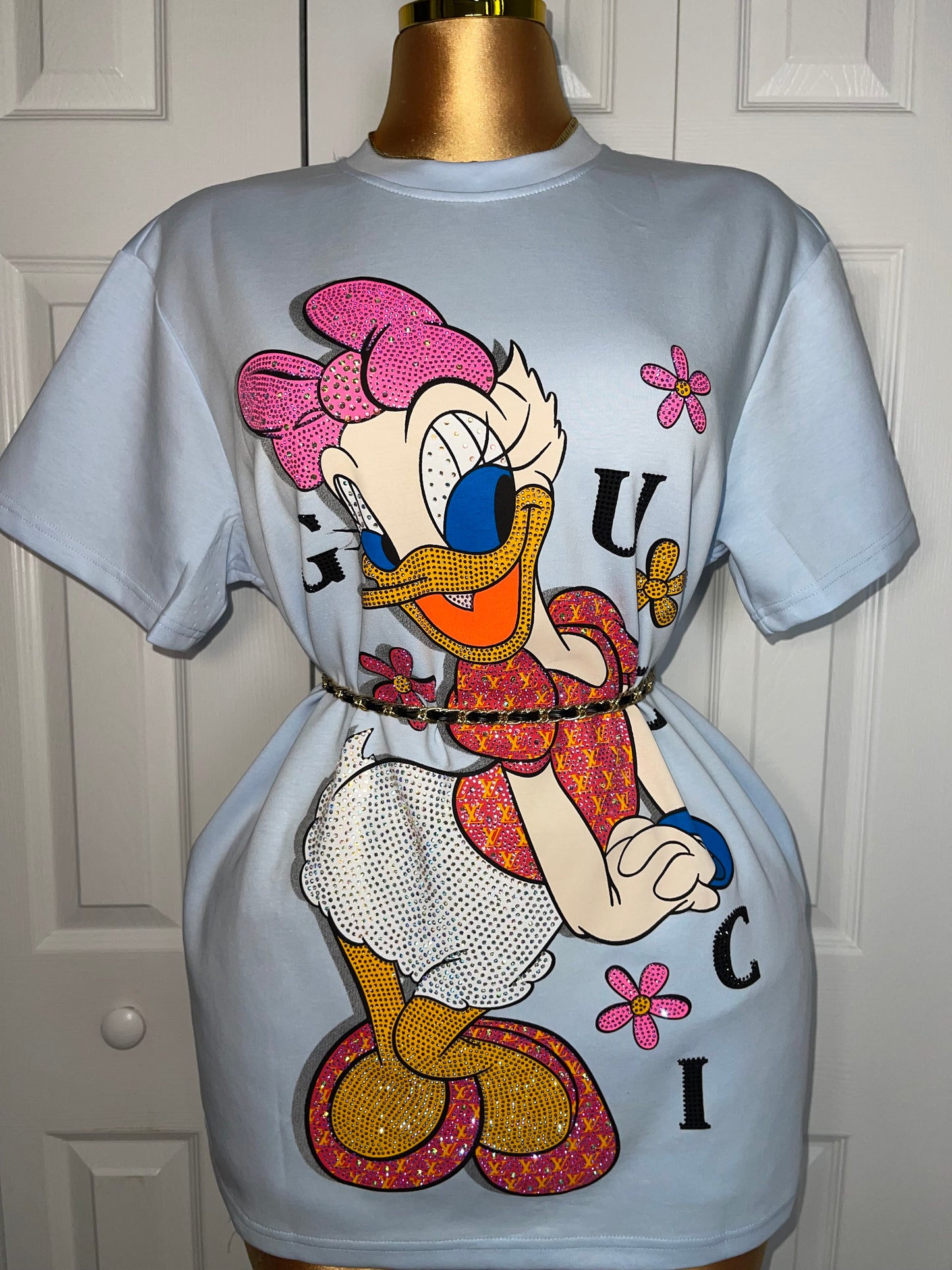 Celeste006-Oversize T-shirt with rhinestones