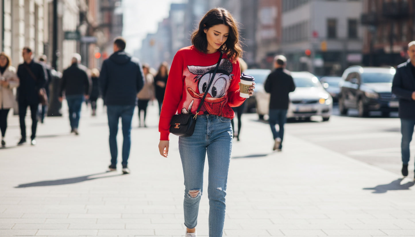 NICOLLE09 - ROUND NECK SWEATER WITH EMBELLISHMENTS AND SOFT LINING