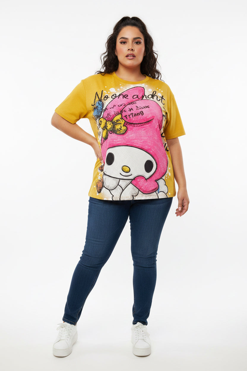 T007-Oversize shirt with rhinestones printed on the back