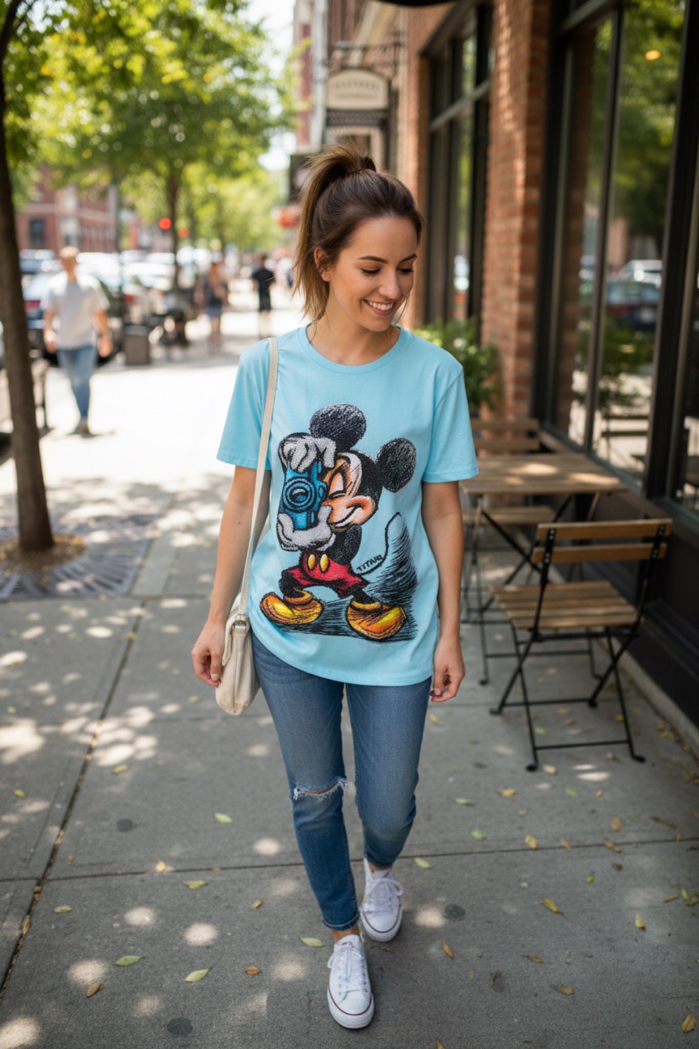 T0616-T-shirt with print and rhinestones